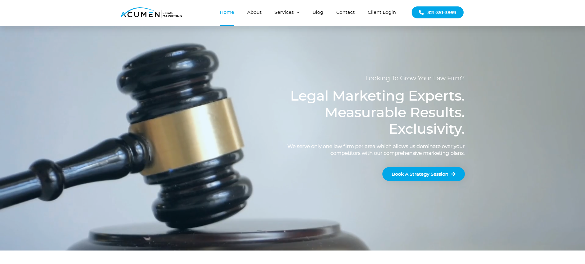 Acumen Legal Marketing Website's Home Page Screen Shot